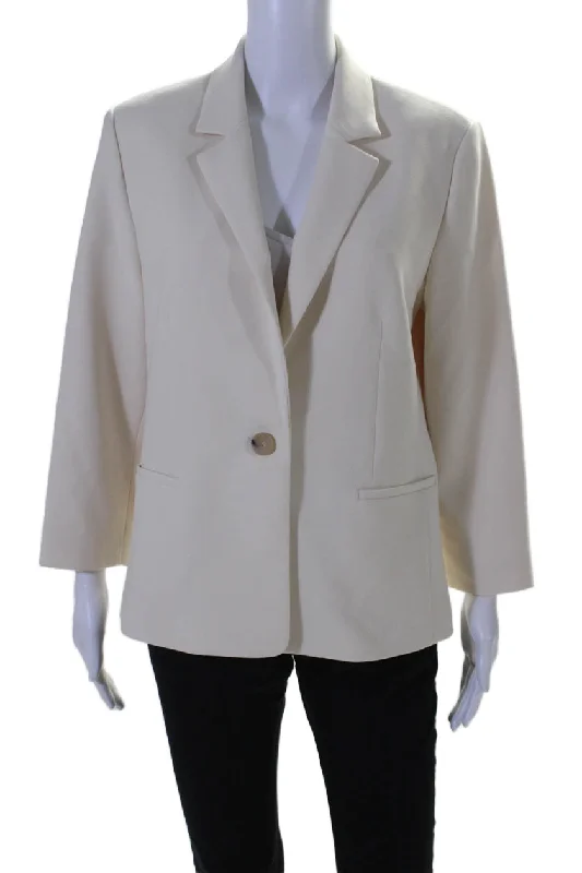 Urban Femme Streetwear Vince Women's Collared Long Sleeves Lined Blazer One Button Cream