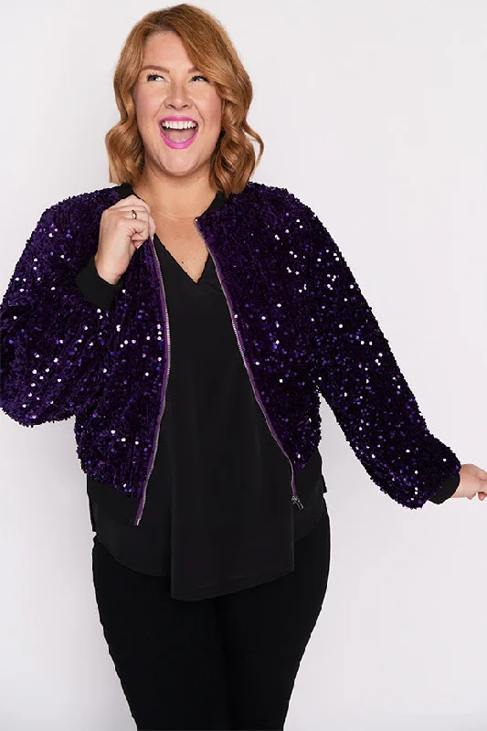 Discount Extravaganza Bling Purple Sequins Jacket