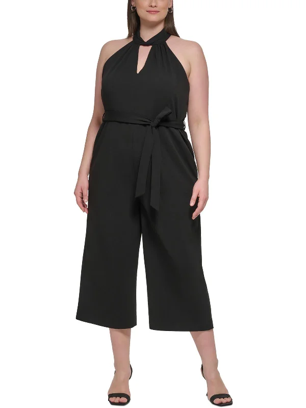 Trendy Aesthetics Plus Womens Halter Cropped Jumpsuit