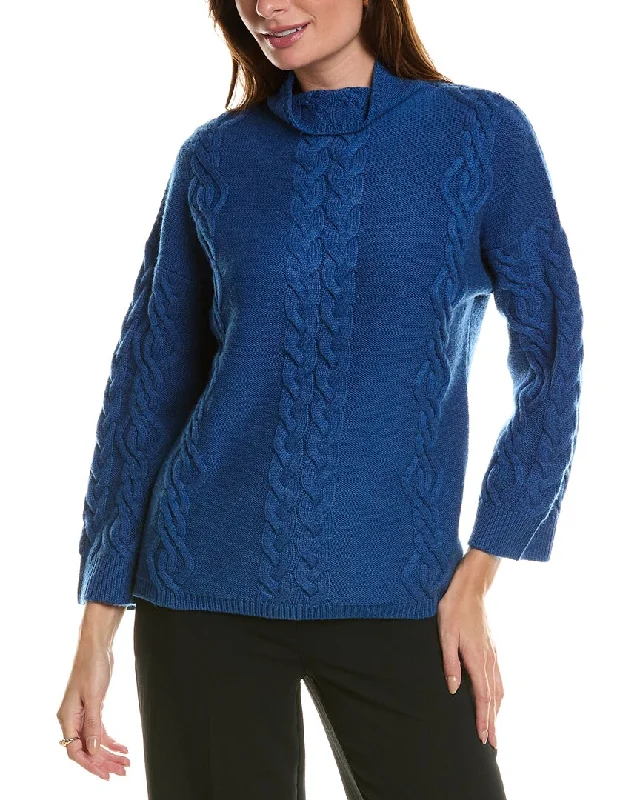 Hot Picks Forte Cashmere Placed Cable Funnel Neck Wool & Cashmere-Blend Sweater