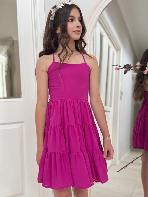 Special Offer Pheobe Chiffon Girls Dress Rose Pink