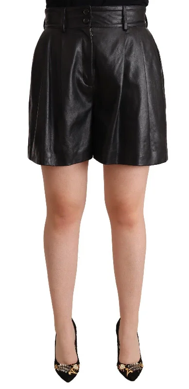 Chic Wardrobe Essentials Dolce & Gabbana Elegant  Leather High Waist Women's Shorts