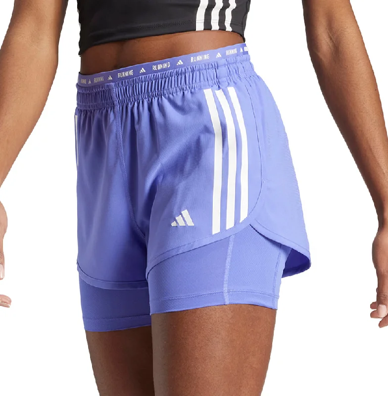 Limited Stock adidas Own The Run 3 Stripes 2 In 1 Womens Running Shorts - Blue