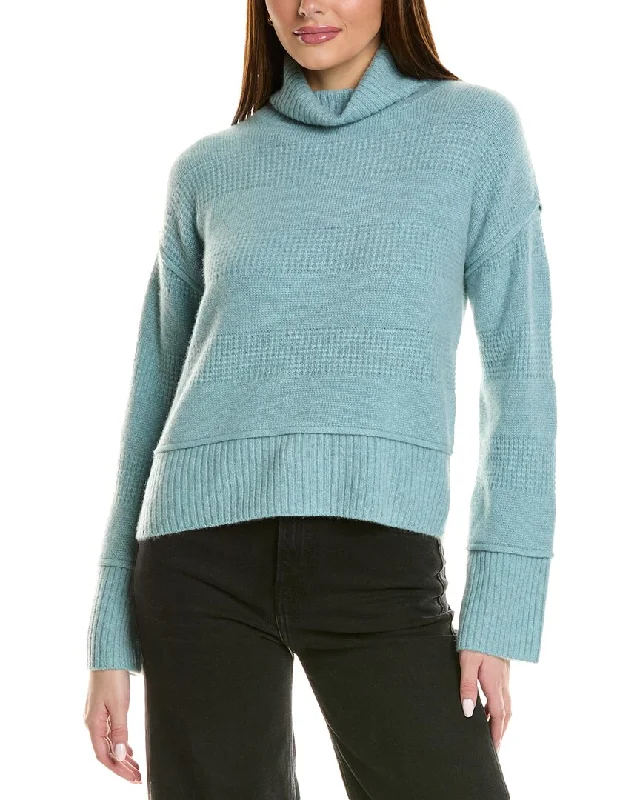 Alluring Design Design History Exposed Seam Turtleneck Cashmere Sweater