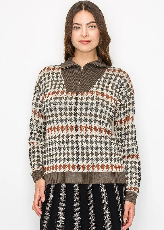 Trend Alert Autumn Houndstooth Knit Sweater