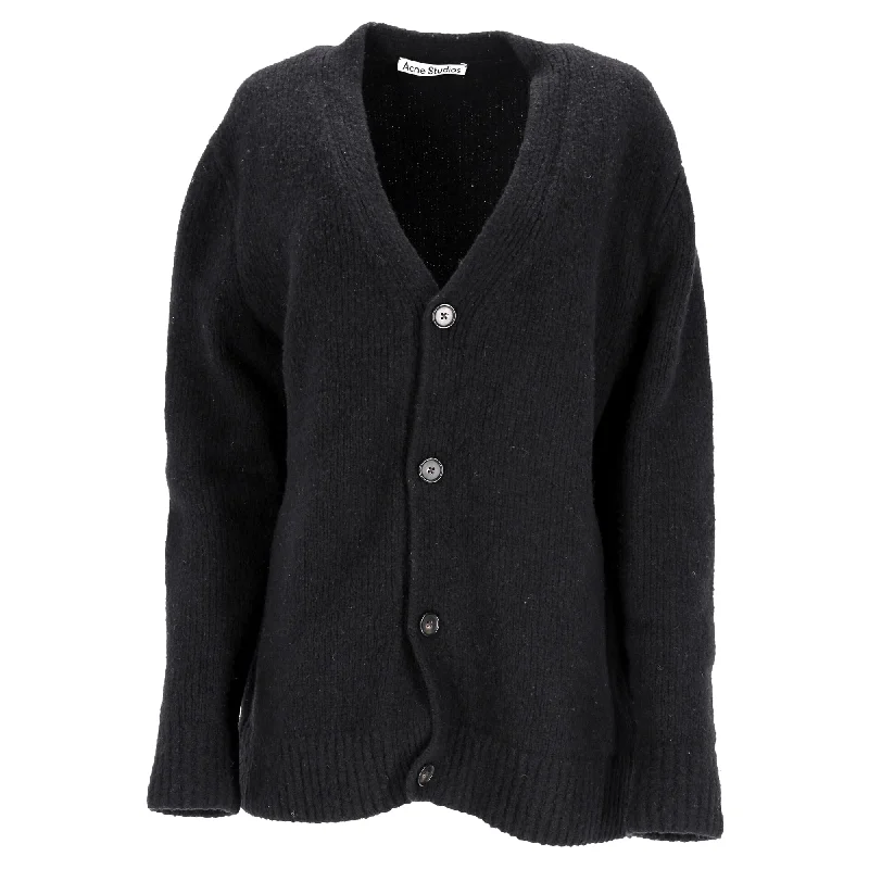 Chic Outfits Acne Studios V-Neck Buttoned Cardigan in Black Wool