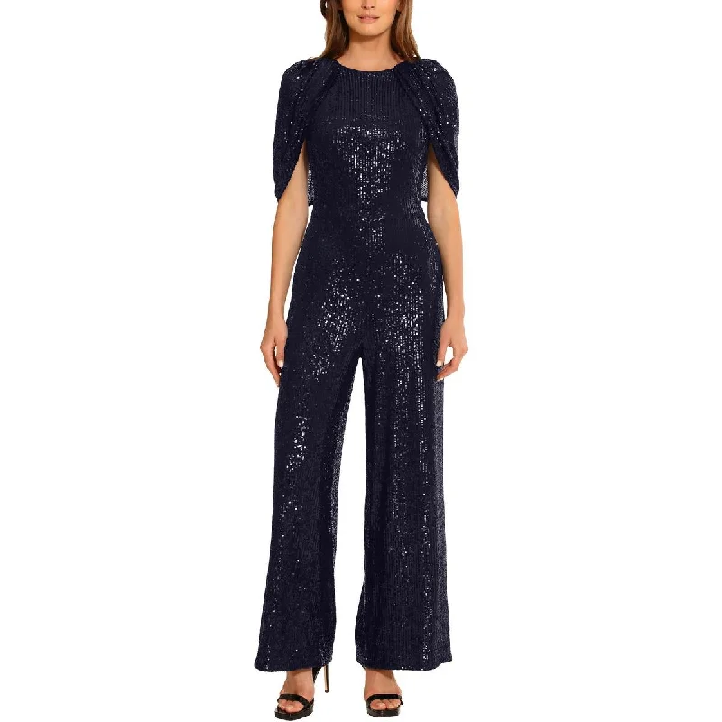 Fashion Sale Womens Sequin Cape Sleeve Jumpsuit