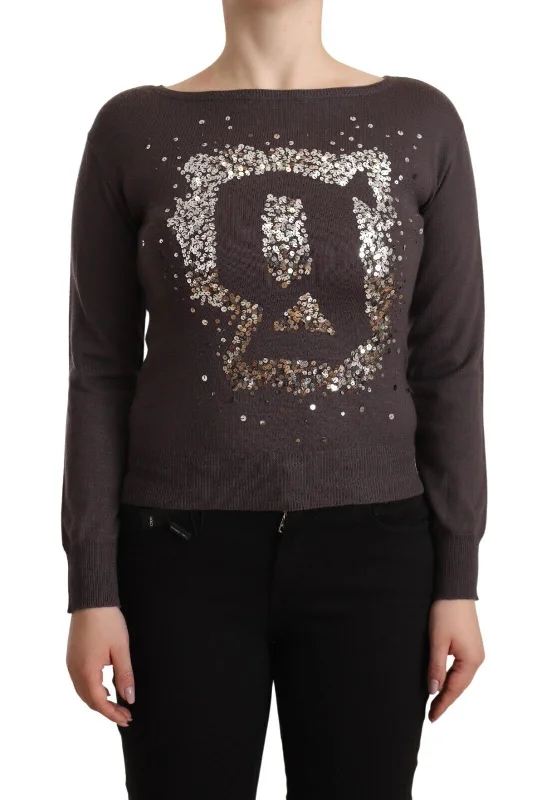 Bold Patterns John Galliano  Wool Sequined Long Sleeves Pullover Women's Sweater