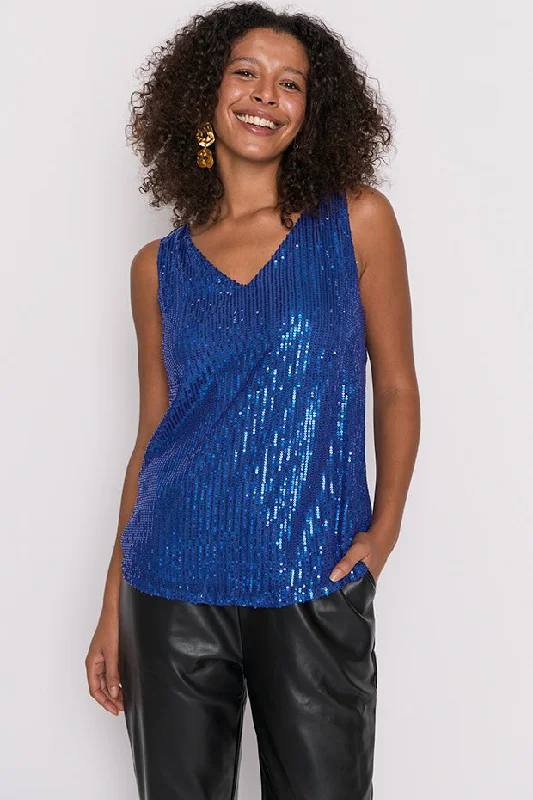 Limited Time Offers Rylee Cobalt Sequins Party Tank