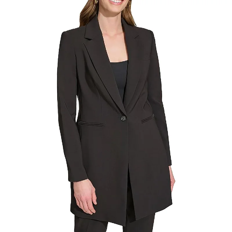 New Arrivals Womens Solid Polyester One-Button Blazer