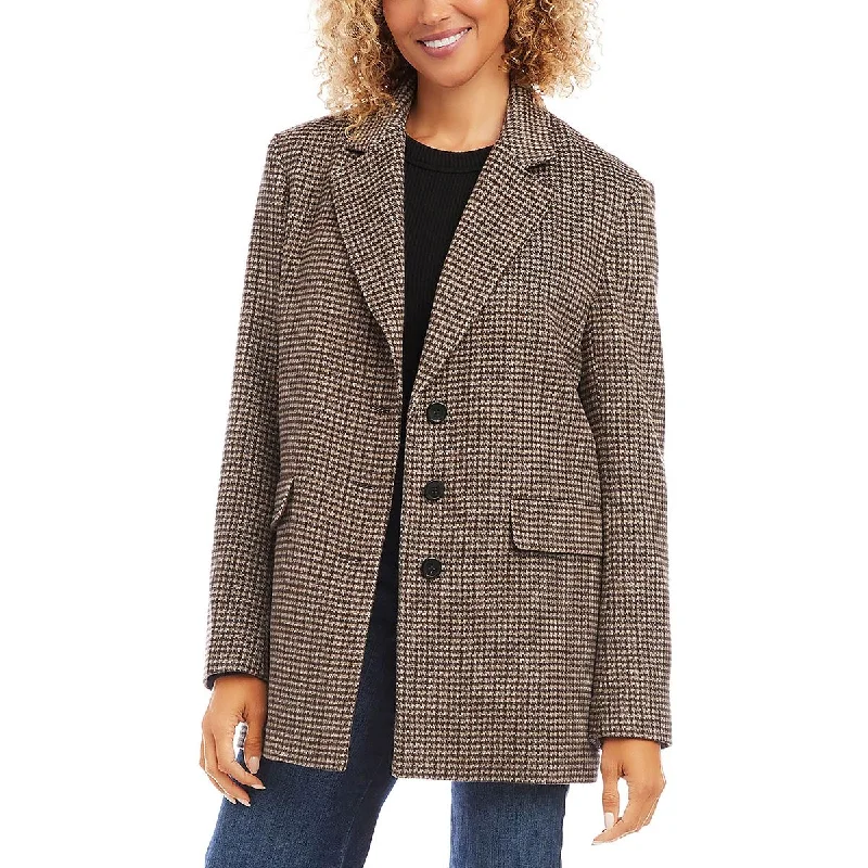 Clearance Sale, All Cheap Womens Wool Blend Houndstooth Pea Coat