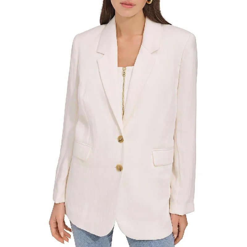 Travel Essentials Womens Deep V 2 Button Closure Two-Button Blazer