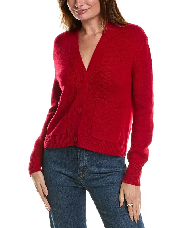 New Arrivals Forte Cashmere Pocket V-Neck Wool & Cashmere-Blend Cardigan