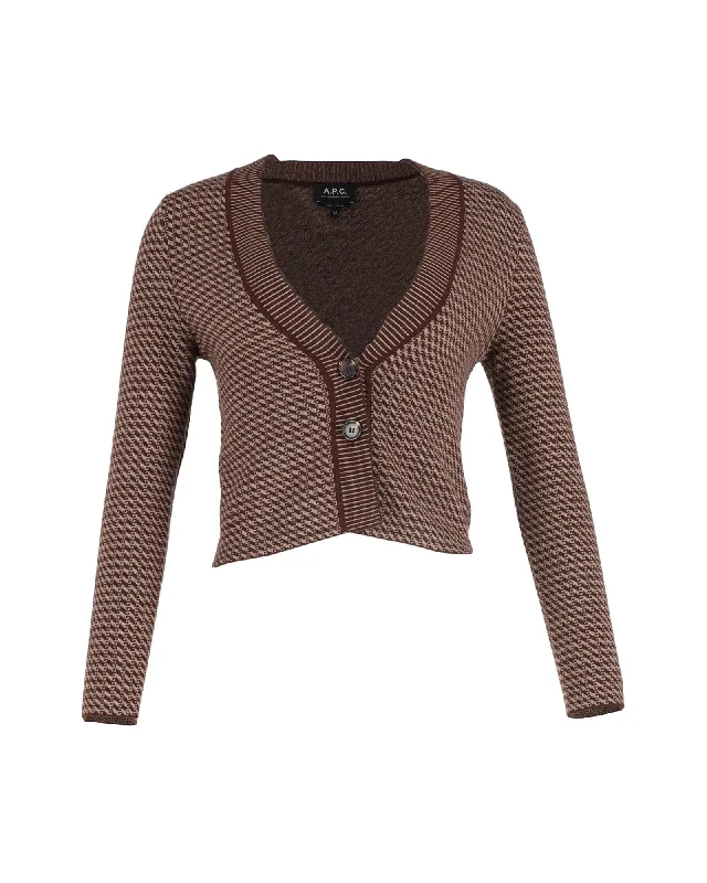 Winter Warm - Up Sale A.P.C. Annie Patterned Cardigan in Brown Wool