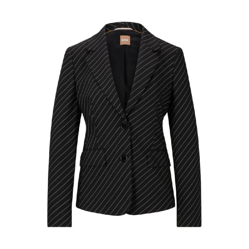 Elegant Style Single-breasted jacket in striped stretch wool