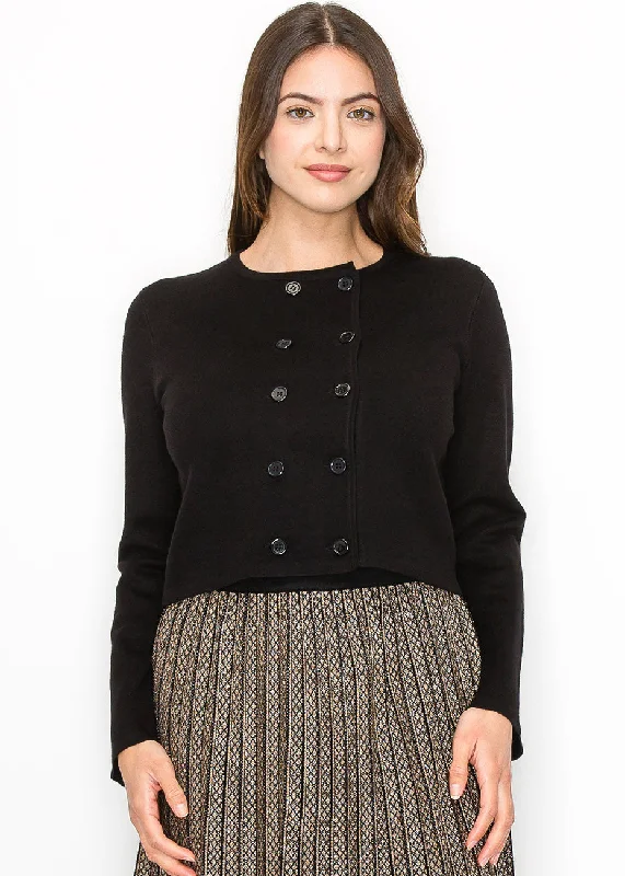 Hot Trends Black Double-Breasted Button Cardigan