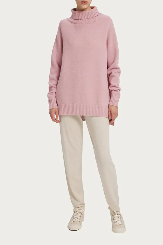 Big Savings On Minimalist Office Styles Funnel-Neck Cashmere Sweater In Ash Rose