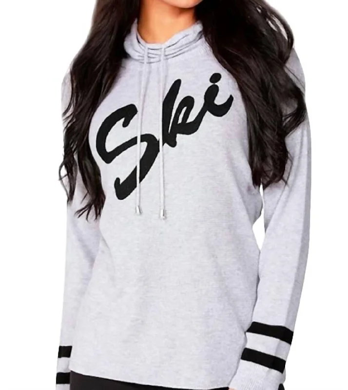 Preppy Style Ski Drawstring Sweater In Gray/black