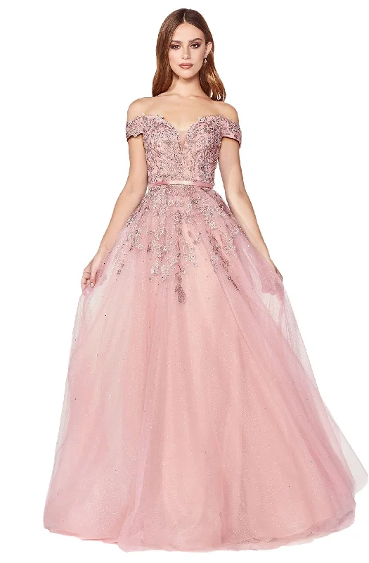 Chic Trend Collection Cinderella Divine - KV1049SC Beaded Plunging Off-Shoulder Beaded Gown