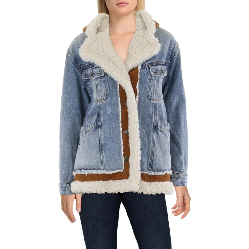 Big Savings On Rustic Countryside Styles Womens Faux Fur Lined Trucker Denim Jacket