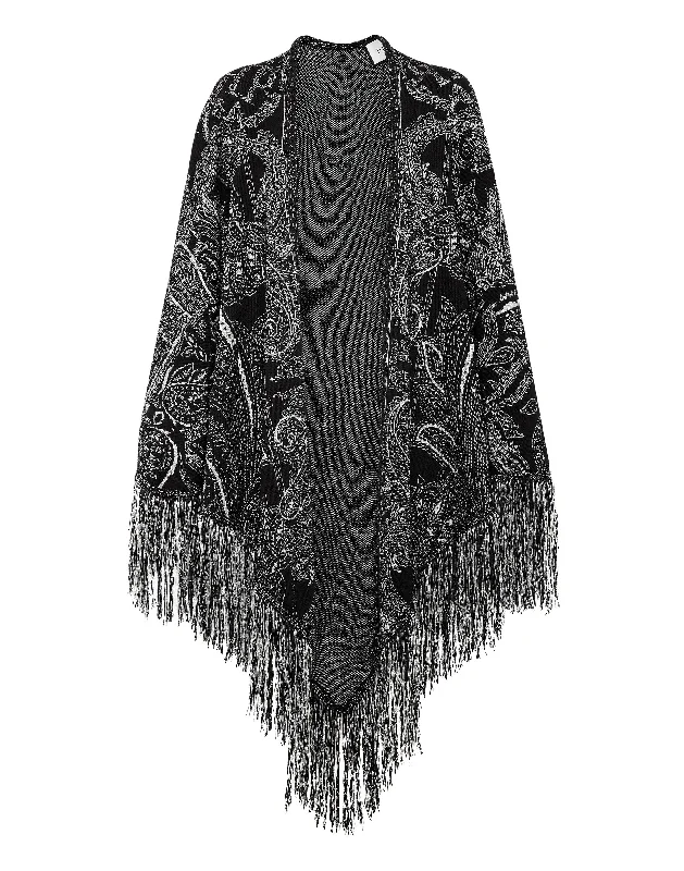 Flash Sale, Don't Miss Jacquard / Wool Cape Paisley Foulard