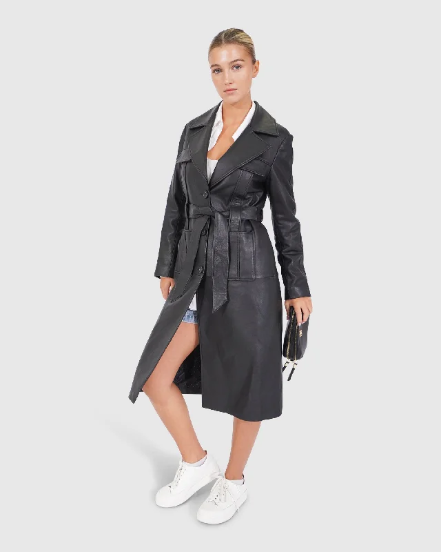 Disco - Inspired Retro Dance Look Unstoppable Leather Trench