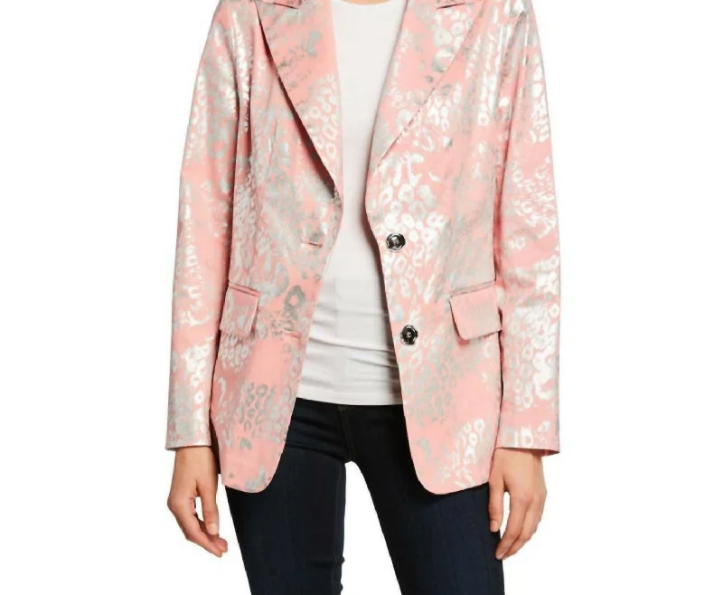 Trend Setting Wardrobe Pink Foil Jacket In Pink W/silver Foil