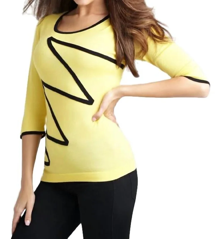 Eclectic Fashion Zig Zag Sweater In Yellow/black