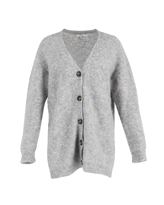 Holiday Sale Ganni Long Sleeve Cardigan in Grey Mohair