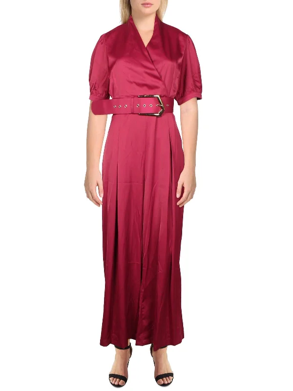 Trend Setting Threads Womens Satin Wide Leg Jumpsuit