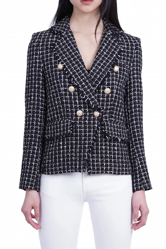 Versatile Wardrobe Essentials Angie Tweed Blazer In Black