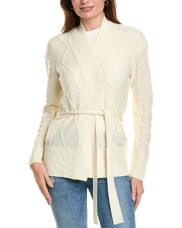 Don't Miss Out Forte Cashmere Belted Cable Wool & Cashmere-Blend Cardigan