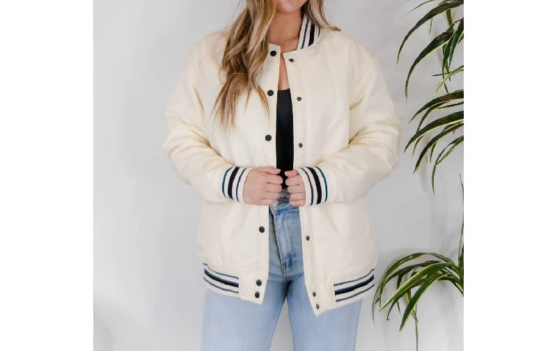 Versatile Outfits Letterman Jacket In White