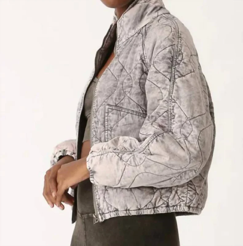 Elegant Styles Quilted Jacket Acid In Driftwood