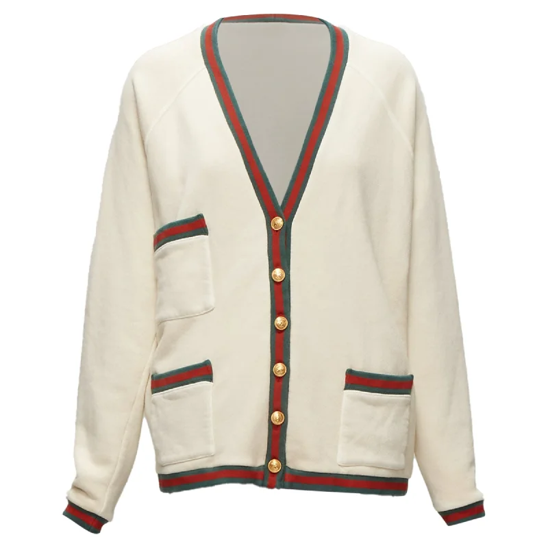 Trend Setting Wardrobe Gucci reversible web button oversized cardigan