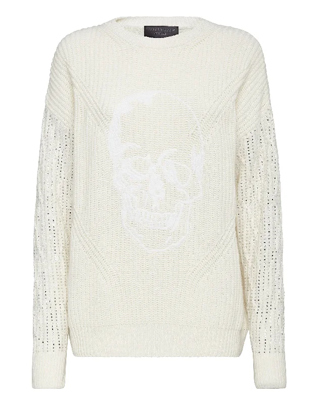 The Latest Trends Cashmere 5 Pullover Round Neck LS Crystal Skull