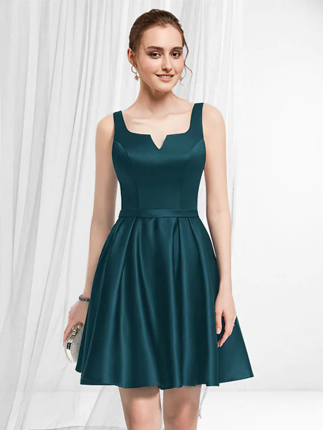 End of Season Sale Dresses Homecoming Short  Mini Sleeveless V Neck Satin with Pleats