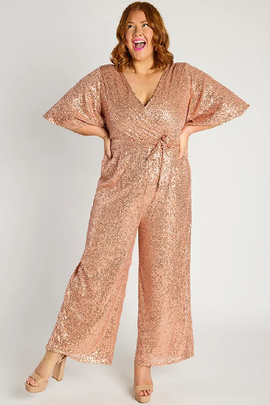 Best Seller Skyla Rose Gold Sequins Party Jumpsuit