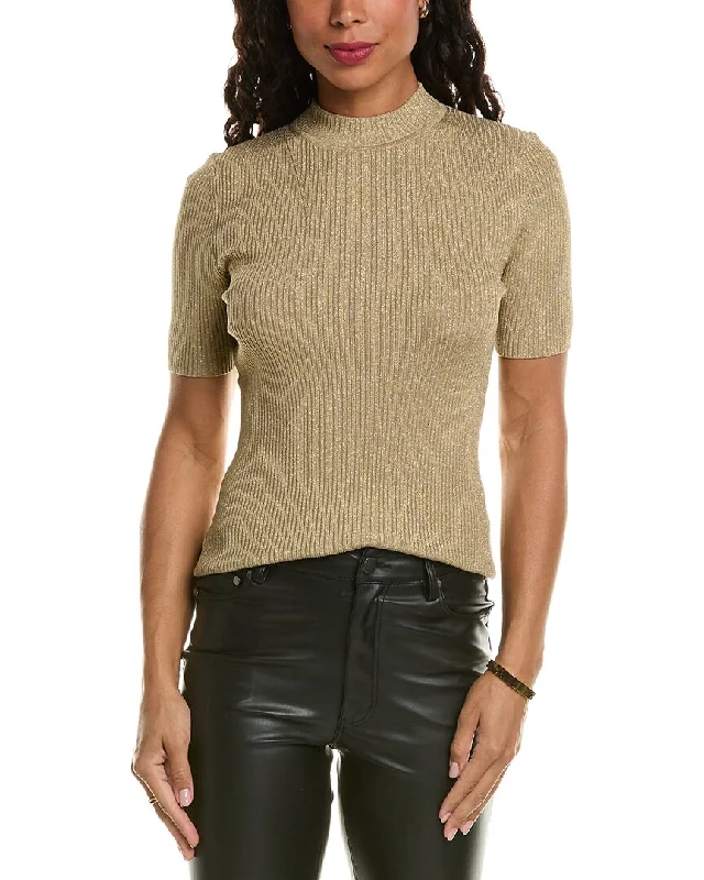 Summer Fashion Elie Tahari Metallic Mock Sweater