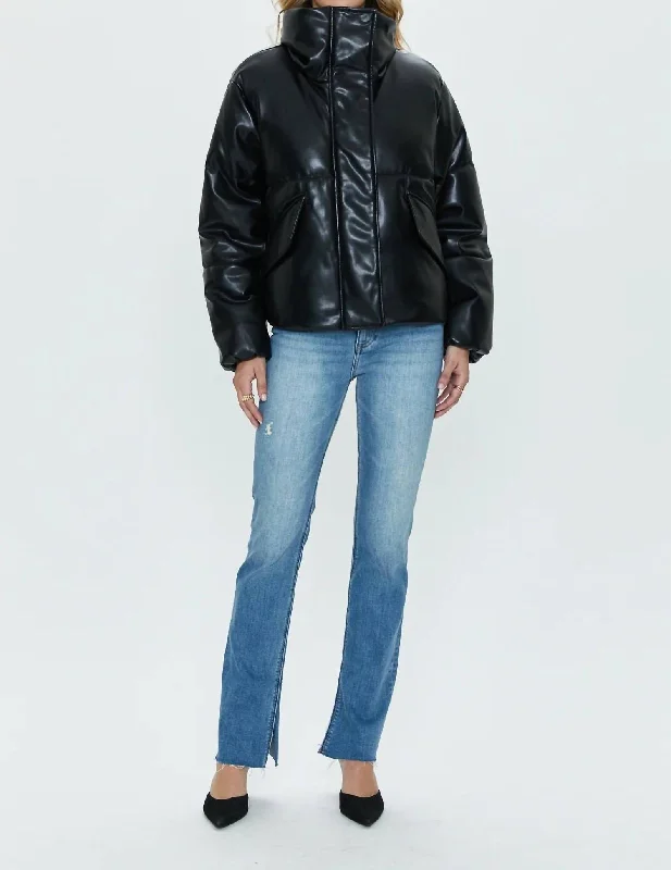 Free Spirited Fashion Donovan Swing Puffer Jacket In Noir