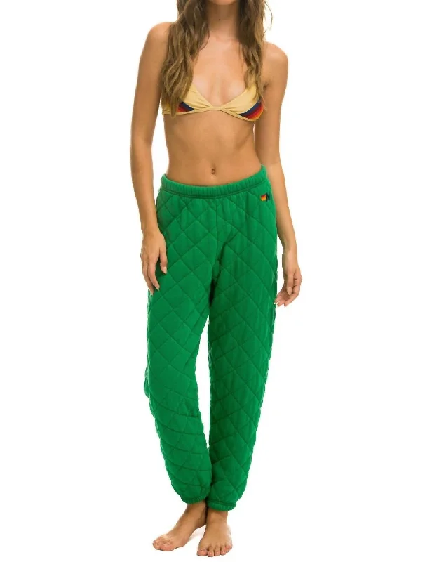 Wardrobe Essentials Quilted Womens Sweatpant In Kelly Green