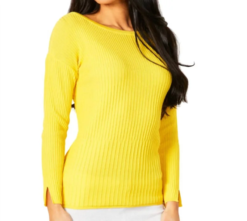 Alluring Design Ribbed Crew Neck Top In Lemon