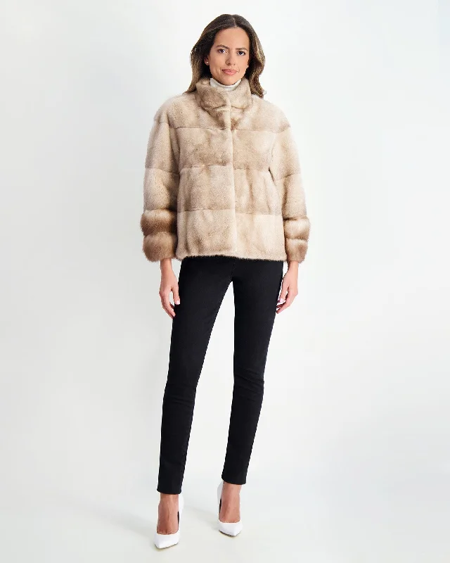 Limited Time Mink Jacket with Stone Marten Trim