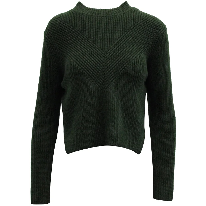 Cutting Edge Fashion Sandro Paris Knitwear Pullover With Zip in Green Wool