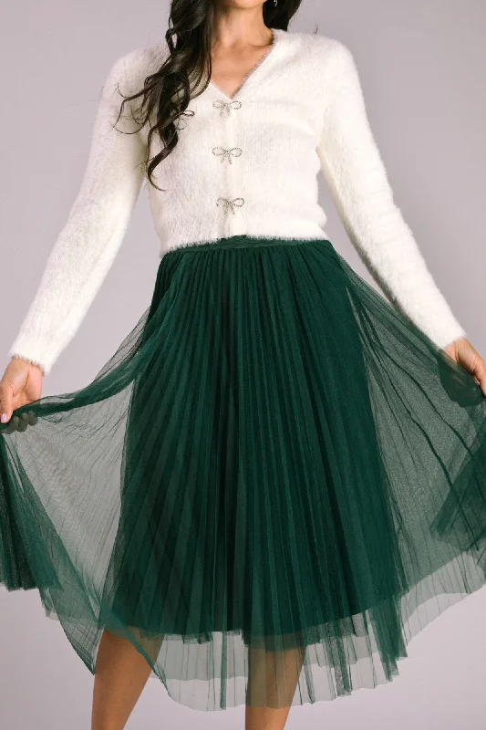 Latest Fashion Vienna Pleated Tulle Midi Skirt