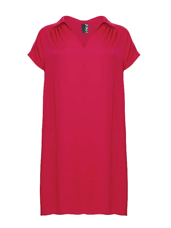 Special Offers Mat Collared Dress in Ruby