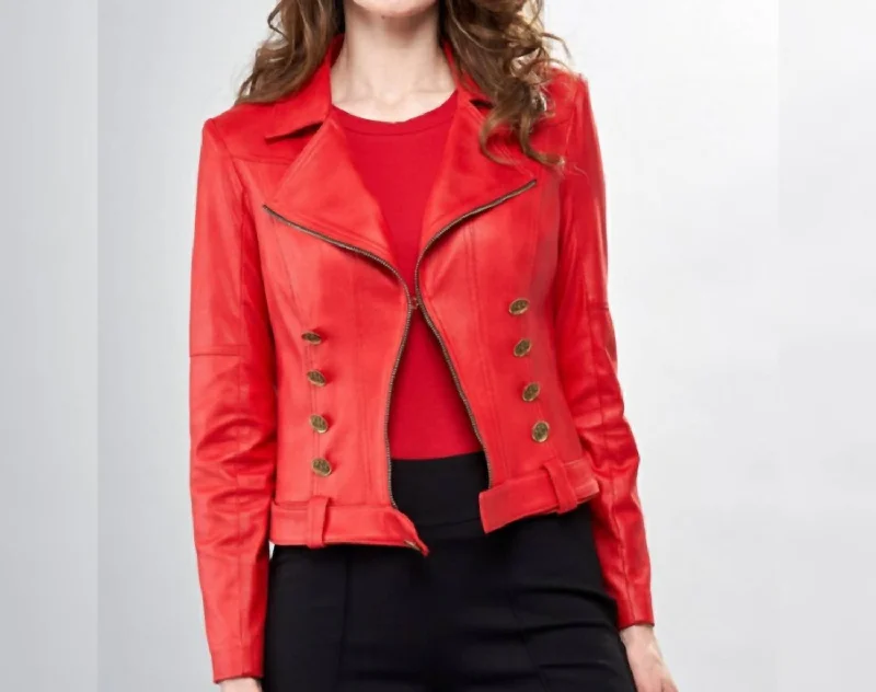 Seasonal Fashion Solid Vegan Jacket Scarlet