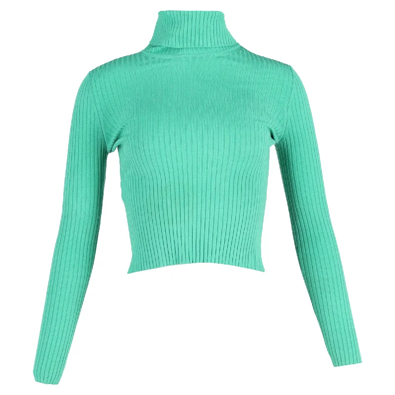 Budget Friendly Fashion Gucci Ribbed Turtle Neck Sweater in Green Viscose