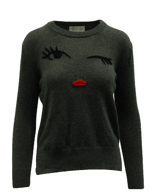 Chic Trends Unveiled Kate Spade x Boome Street Winking Face Sweater in Grey Polyamide