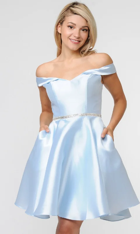 Fashion Forward Off-Shoulder Short Mikado Homecoming Dress 7948